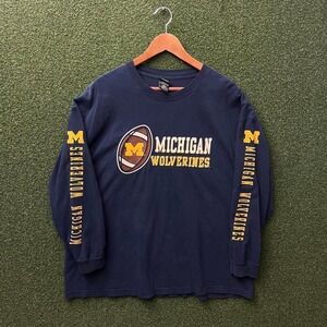 Vintage 90s Starter Michigan‎ Wolverines Football Long Sleeve Tee Shirt